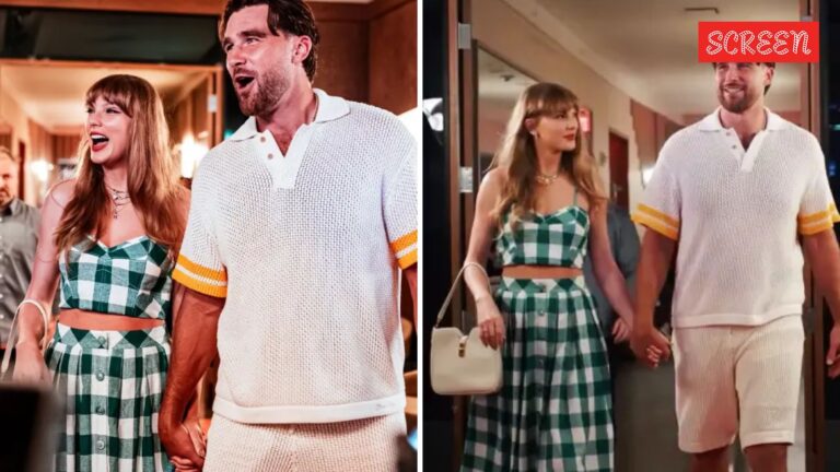 Taylor Swift and Travis Kelce make romance red carpet official, share kiss as she joins him at NFL camp kickoff | Music News