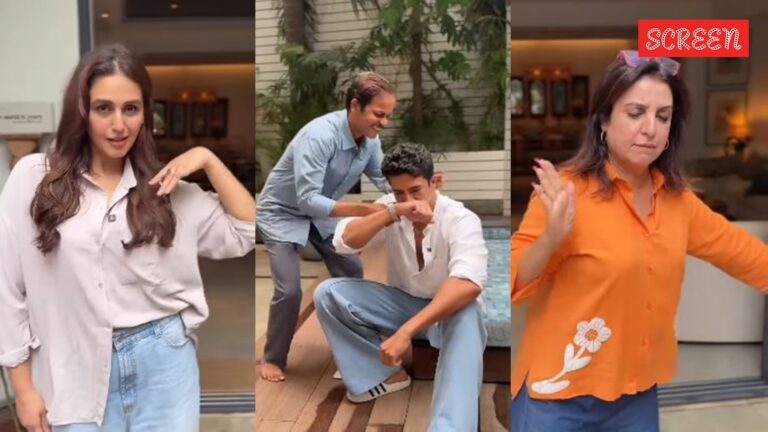 Farah Khan asks her cook Dilip, ‘Kya hogaya hai tereko’ as he kisses Saqib Saleem after dancing with Huma Qureshi | Bollywood News