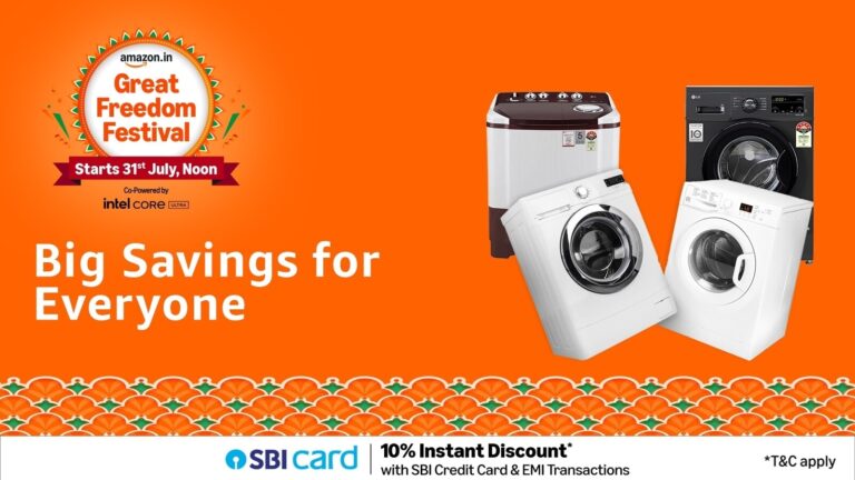Massive price drop on front load washing machines during Amazon Great Freedom Festival Sale 2025
